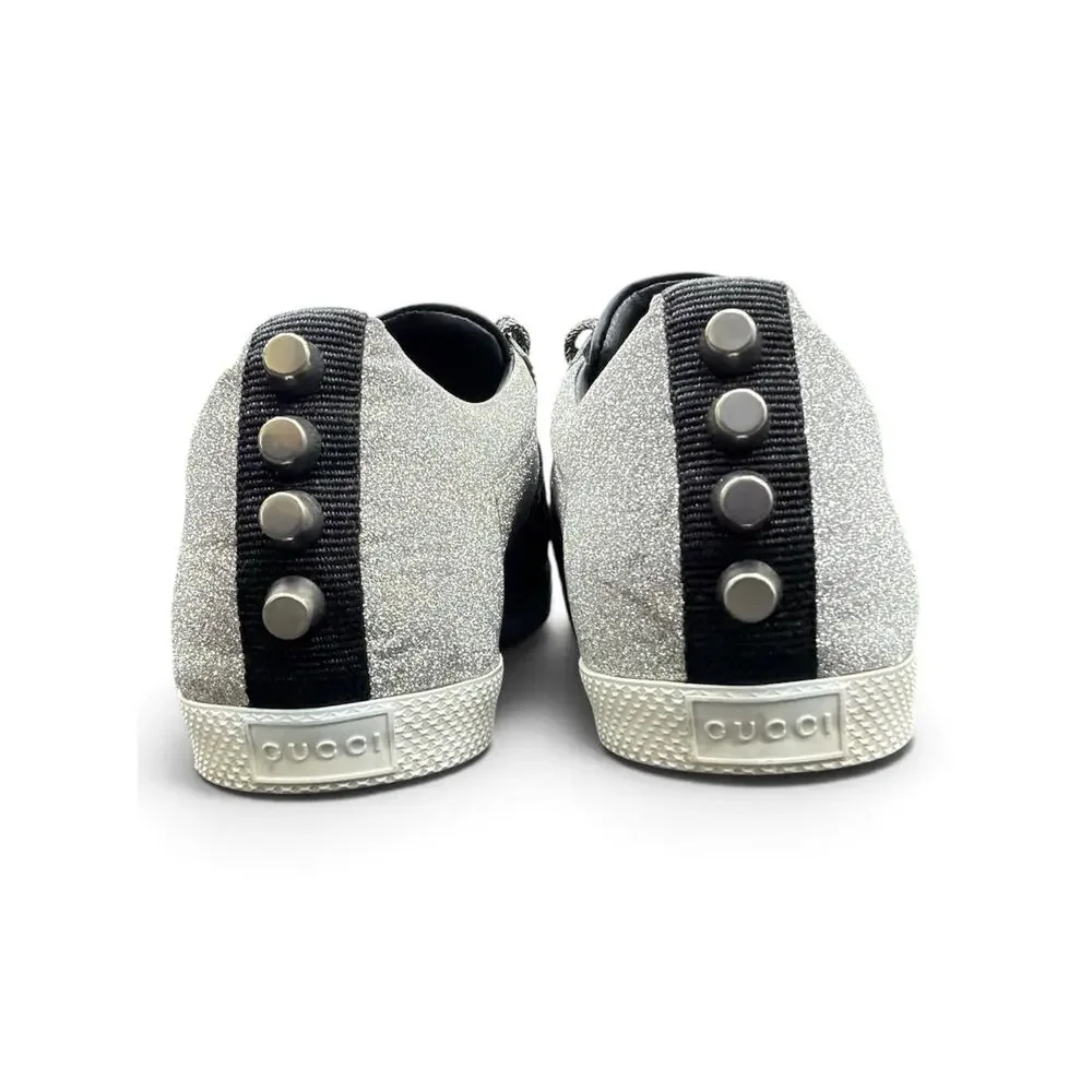 Gucci Women’s US 5/5.5 Bambi Web Low-Top Silver Glitter Sneakers